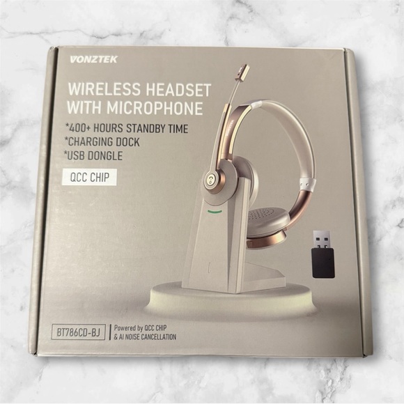 Vonztek Other - Wireless Headset with Microphone - Gold and White